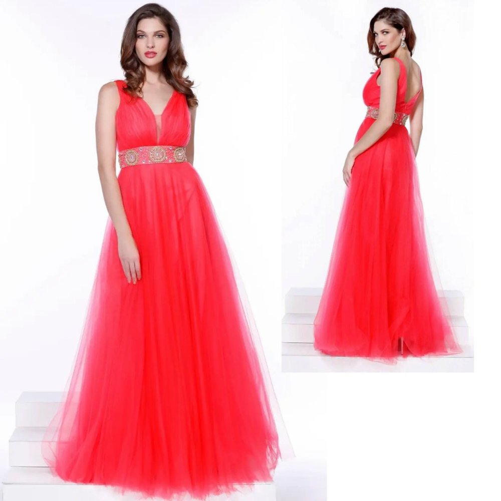 NWT Nox Anabel Embellished Greek style Evening Prom Wedding Puffy Skirt Gown, M